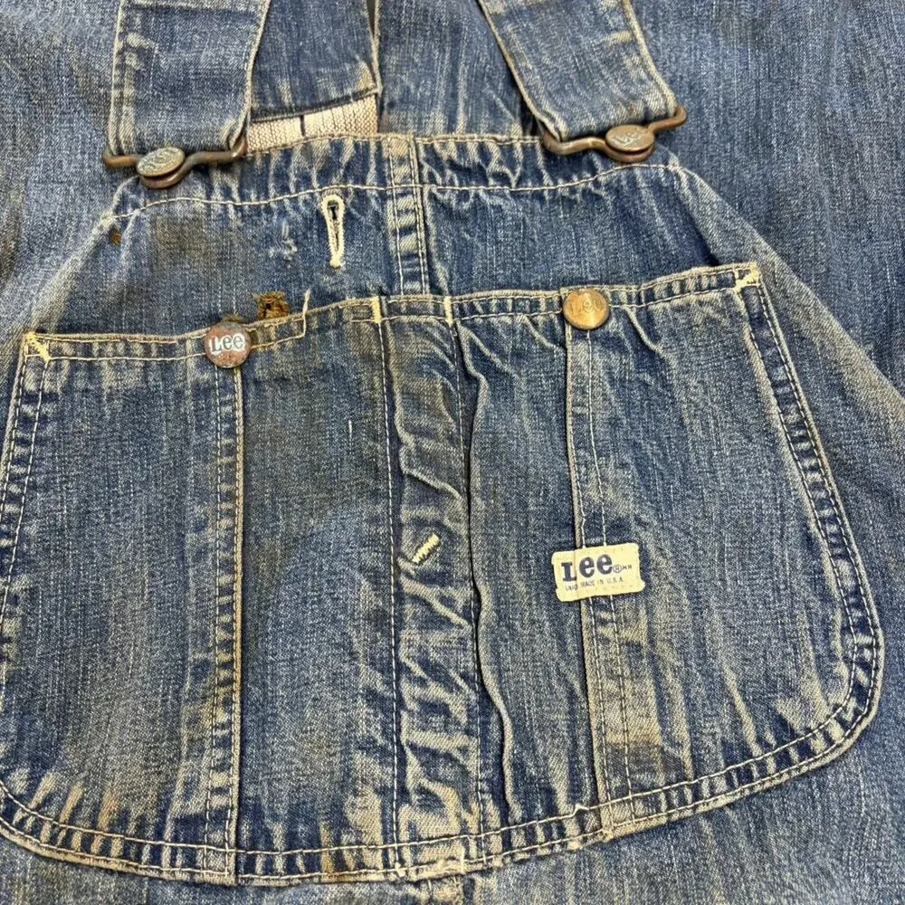 Vintage 50s Lee Union Made Jelt Sanforized Overalls 38x31